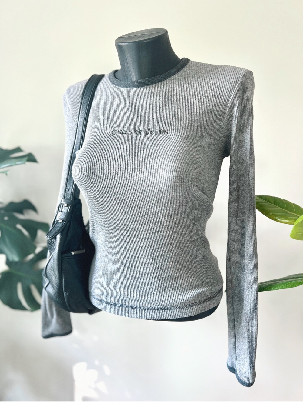 1999 Vintage Guess Jeans | Ribbed Embroidered Long Sleeve Top